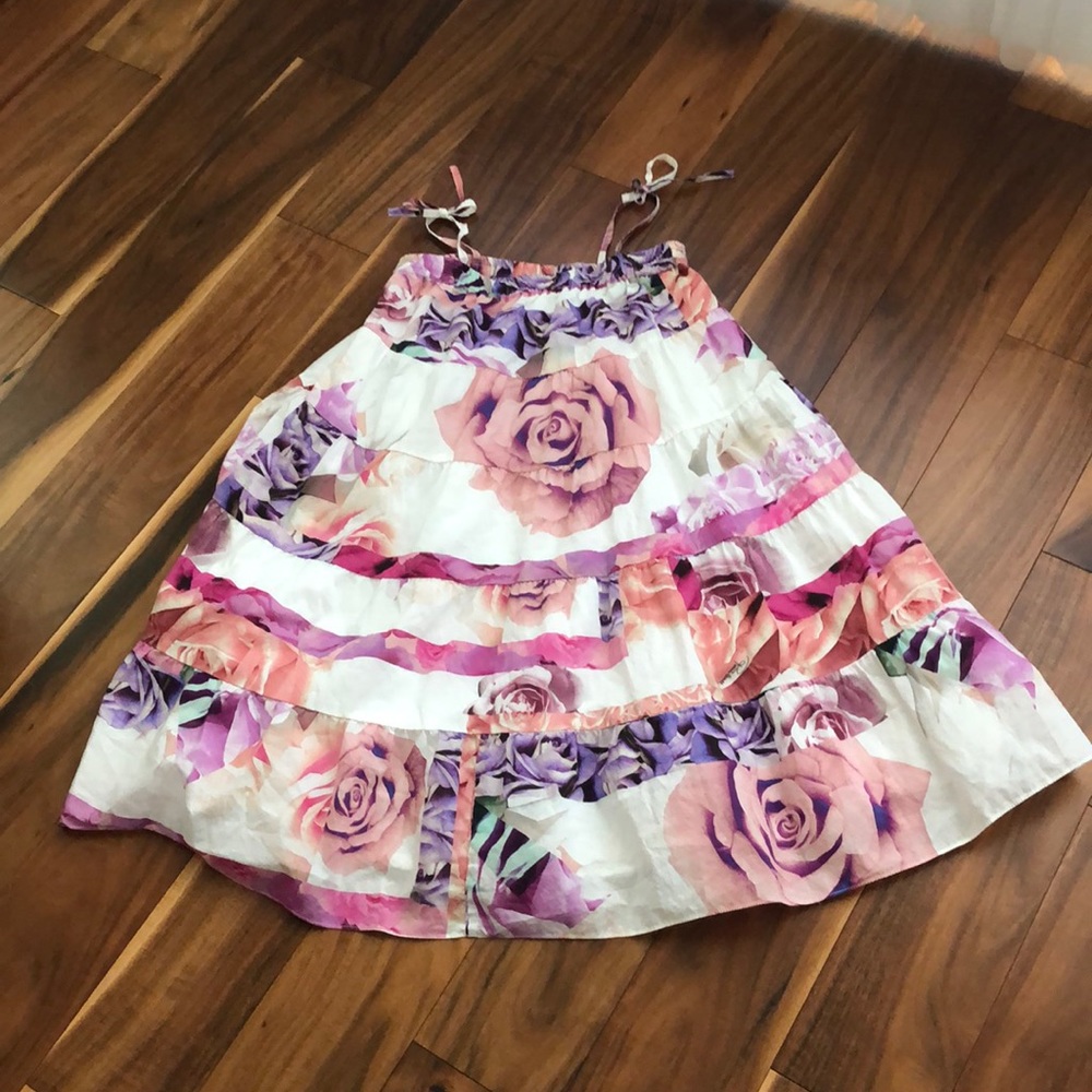 ROBERTO CAVALLI LITTLE GIRLS FLORAL TIE SHOULDERS SUMMER DRESS SIZE 7/130